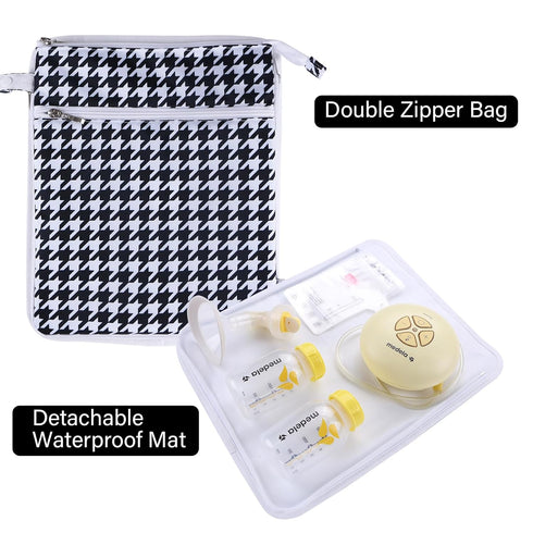 Breast Pump Bag Wet/Dry Bag with Preparation Place Mat, Waterproof Pump Parts Storage Bag for Moms Pumping at Work