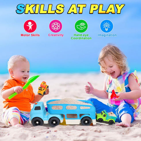 2 3 4 3 1 2-4, Toddler Toys for Year Old Boys, Wheat Straw Toy Cars, No BPA Dump Truck, Mixer Cement, in Transport