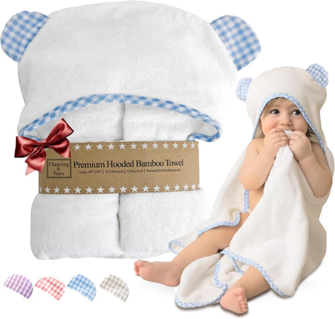 Channing & Yates Premium Organic Hooded Baby Towel and Washcloth Set -