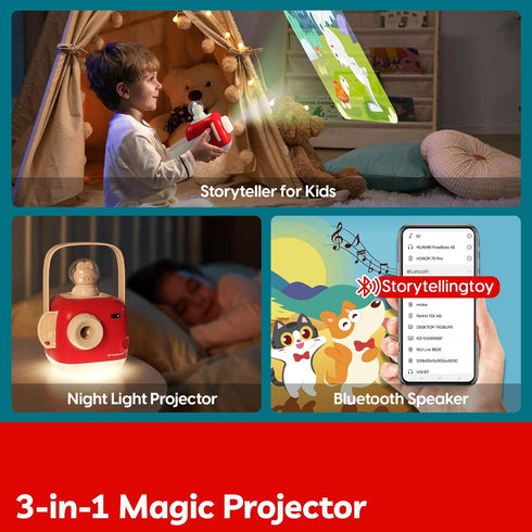 TOP BRIGHT 8 3 Story Projector for Kids, Audio Books with Stories and Music, Bedtime Story Telling Toys with Night