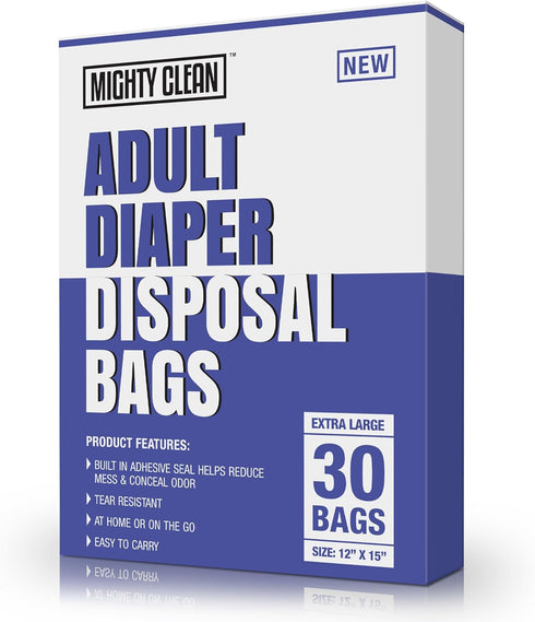 Mighty Clean Extra Large Adult Diaper Disposable Bags - 30 Bags |