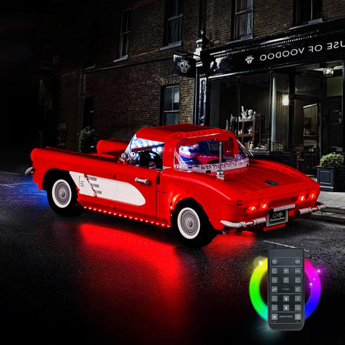 BrickBling LED Light Kit for Lego 10321 Chevrolet Corvette Toy Car, Remote Control Version Lighting (No Model Included)