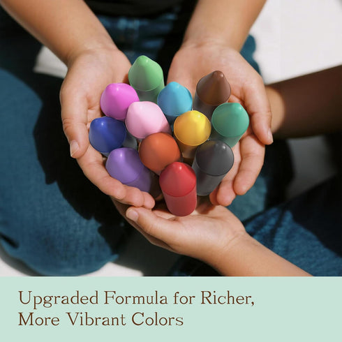12 Soy & Beeswax Crayons for Toddlers, Colors Non-Toxic Natural Crayons, Chunky Easy-Grip Design for Little Hands