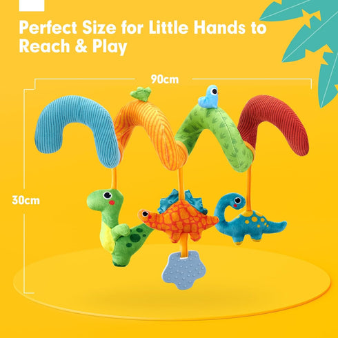 hahaland Car Seat Toys for Babies 0-6 Months - Rattle, Mirror, Crinkle, Squeaky Developmental Travel Toys for Infants
