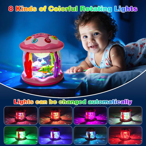 6-12 12-18 1 2 3 Aboosam Baby Girl Toys Months: Babies Ocean Rotating Light Up Musical Toys Months Crawling Learning