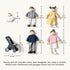 Set, 5-Piece 3+ Tiny Land Wooden Dollhouse People Poseable Wooden Doll Family with Dad, Mom, Brother, Sister, Baby