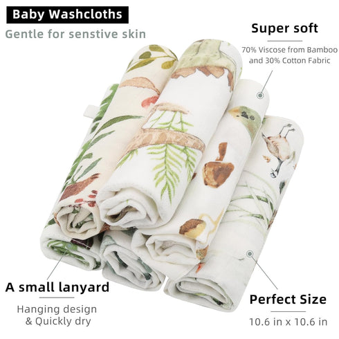 LifeTree Muslin Swaddle Blankets Neutral, Baby Washcloths Safari Animals Swaddling Wrap Nursery Receiving Blanket