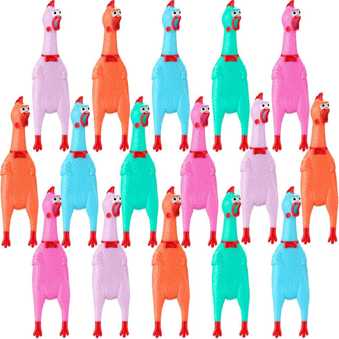 Sratte 16 Pack Screaming Chicken Toys Bulk Large Rubber Squeaking Chicken Toys