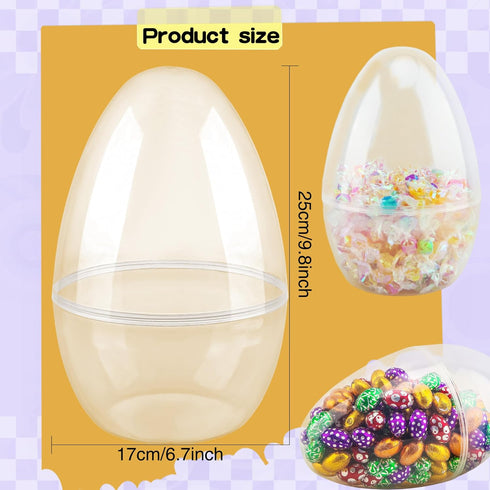 Restroma 12 Inch/ 10 Inch/ 8 Inch 4/5/ 6/7 (4 (10 Inch)) Giant Clear Easter Eggs Fillable Pcs Jumbo Plastic Easter Eggs