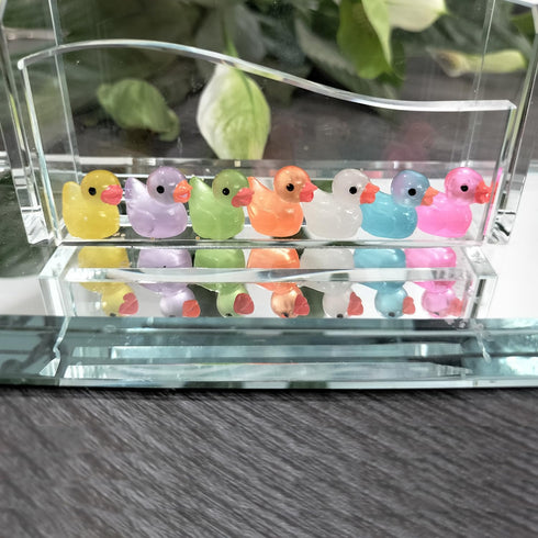 60 Pcs Miniature Luminous Ducks, Tiny Glow in The Dark Duck Accessories for DIY Garden, Dollhouse, Aquarium Decor