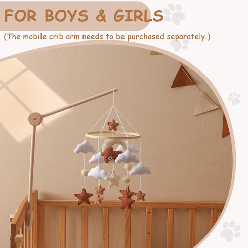 Wonderoo by Wowo Baby Mobile for Crib Handmade Hanging Felt Nursery Mobile Fits Most Crib Arms Gender-Neutral Boho