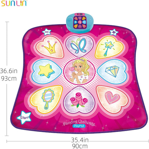 3-12, 3 SUNLIN Dance Mat - Rhythm Step Play Mat - Dance Game Toy Pad with LED Lights, Gift for Kids Girls Adjustable