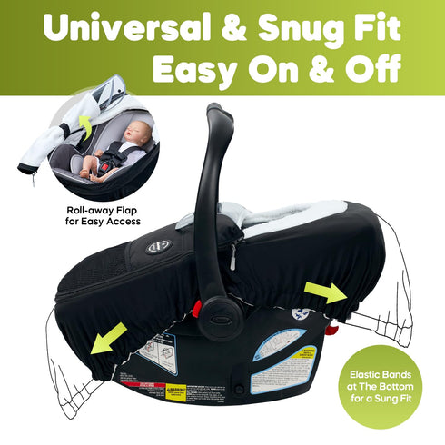 Mamatepe Winter Baby Car Seat Cover, Rain and Snow Repellent, Windproof Warm Fleece Breathable with U Shape Zipper