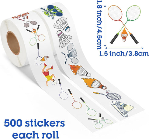 1000 Badminton Sports Sticker Roll - Pcs Badminton Sport Waterproof Vinyl Reusable Laptop Stickers Coloring Book