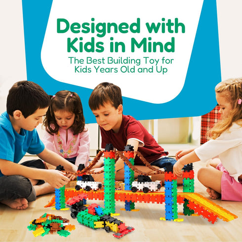 250-Piece Set 4+ Beblox Building Blocks for Kids - Connecting Tiles - Interlocking Building Blocks for Kids, STEM Toys
