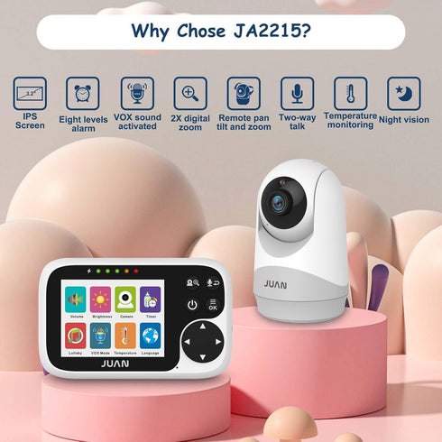 JUAN 100% 3500mAh 1000ft 2-Way Baby Monitor with Camera and Audio, No WiFi Private, Long Battery, Range Connection