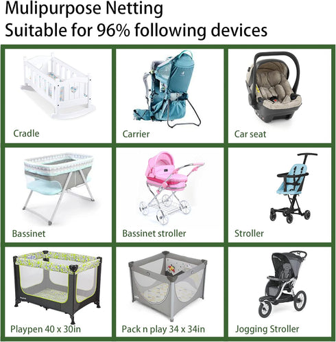 No-See-Ums Mosquito Net for Stroller, Universal Size Bug Net, Breathable Mesh, Available in Grey or Coffee