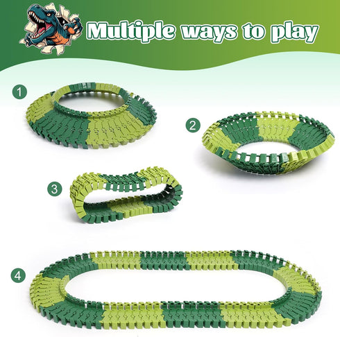 96 Set 3-5 5-7, FUNBUD Pieces Dinosaur Track Expansion for Kids - Birthday Gift for Boys Ages Compatible with Most Dino