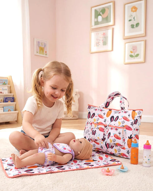 Set, 1520 Inch BABESIDE Baby Doll Diaper Bag Portable Storage with Cute Print, Perfect for Pretend Play & Role Play