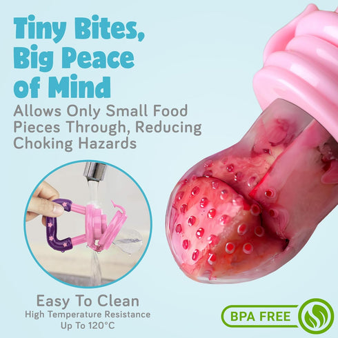 Frozen 6-12 Baby Fruit Feeder, Teething Pacifier for Fruits, Veggies, or Milk, Food-Grade Silicone Teethers for Babies