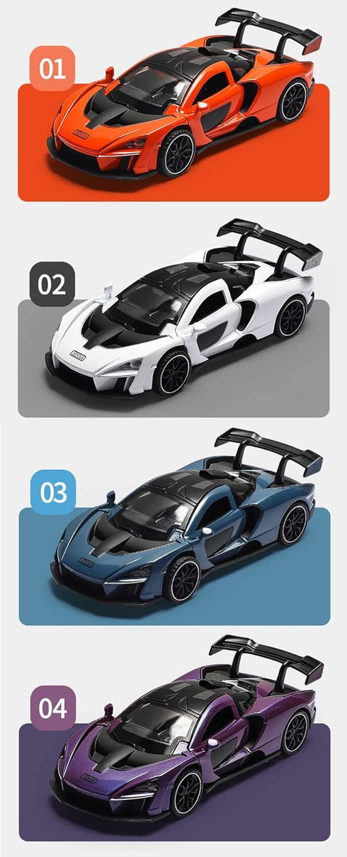 iPariser Alloy Collectible Blue Senna Toy Vehicle Pull Back DieCast Car Model with Lights and Sound