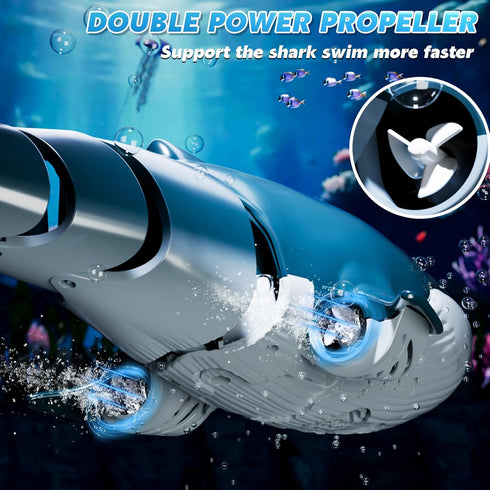 WATUDOU 1:18 2.4Ghz 6 7 8 9 Remote Control Whale Shark Toys for Boys Kids, Scale High Simulation Shark for Pool