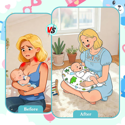 0-12 Tummy Nursing Pillow for Breastfeeding & Bottle Feeding - Ergonomic C-Shape Design with Breathable Filling