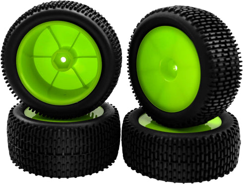 OD 88mm/3.46" Rubber Tire & Plastic Wheel Rims 12mm Hex Hub for Redcat Tornado Shockwave HPI HSP Kyosho Losi 1/10 Off