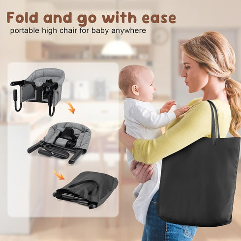 37 lb 6-36 Portable Hook-On Baby High Chair with Clip-On Design & Weight Capacity | Foldable Travel & Home Use