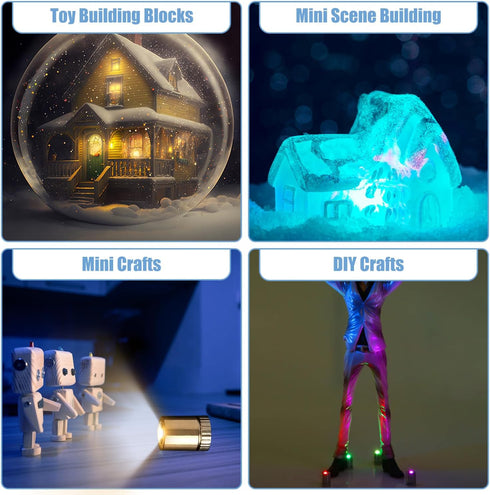 BTFO 10pcs LED Mini Lights, Small Led Lights for Dollhouse Silver Plastic Battery Included Doll House Electric Lights