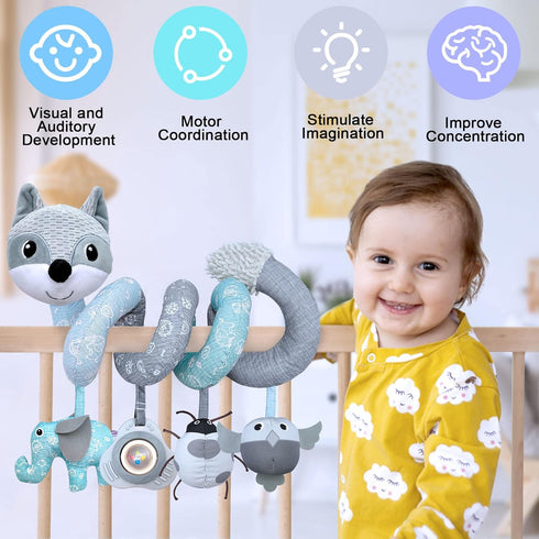 Baby Toys 0-3 Months, Car Seat Toys, Stroller Toys, Infant Toys 0-6 Months, Baby Spiral Toys with Music Rattle
