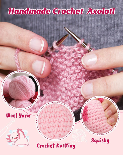 Easter Basket Stuffers for Teen Girls & Kids, Handmade Crochet Axolotl, Cute Trendy Gift for Tween Girl, Pink Birthday