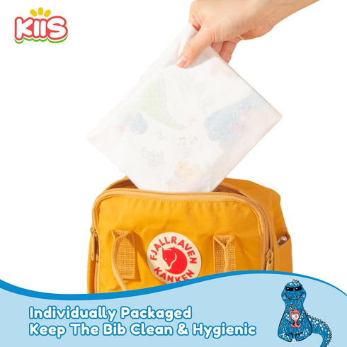 KIIS Disposable Baby Bibs for Boys and Girls, Individually Packaged, Soft and Leakproof (20 PCS / 60 PCS)