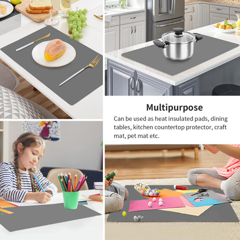 Extra Large Silicone Table Mat, Food-Grade Waterproof Protector for Crafts, Kids Dinner, Kitchen Pastry Rolling