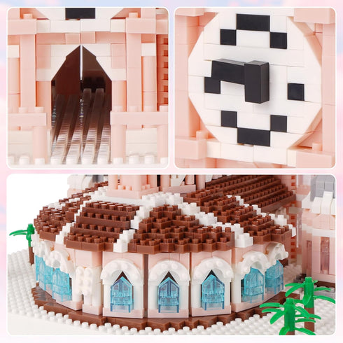 Set Micro Mini Building Blocks Pink Church Model Building Famous Architecture Model Building Kit