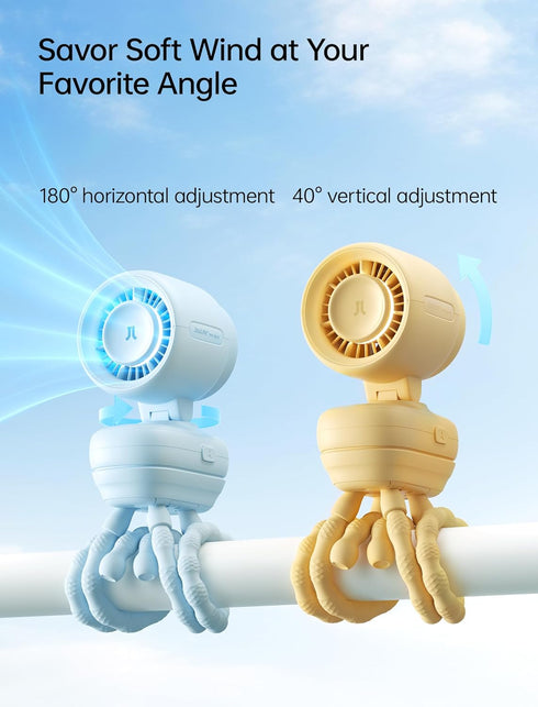 2026 38H JISULIFE Stroller Fan Small & Stylish with Cooling, Soft Night Light, OneClick Detachable for Stroller