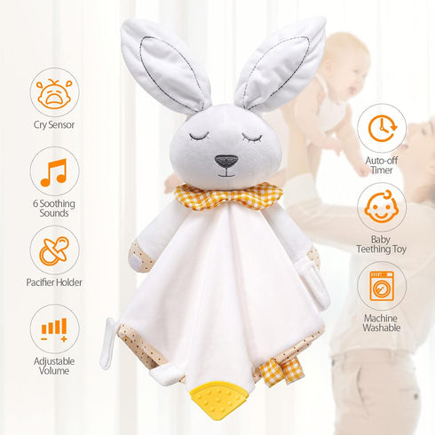 BEREST Rechargeable Baby Sleep Soother Bunny Lovey- White Noise| Heartbeat| Shushing| Lullaby Infant Sleeping Aid