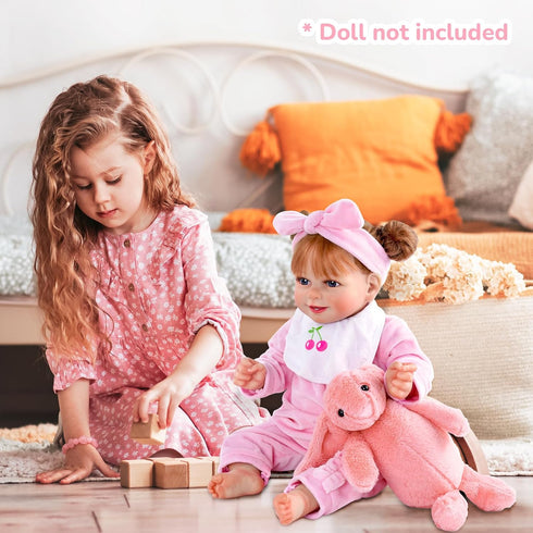 JIZHI 8 Pcs Baby Doll Clothes Set with Bassinet for 17-22 Inch Dolls, Pink Accessories for Newborn Baby Doll Girl