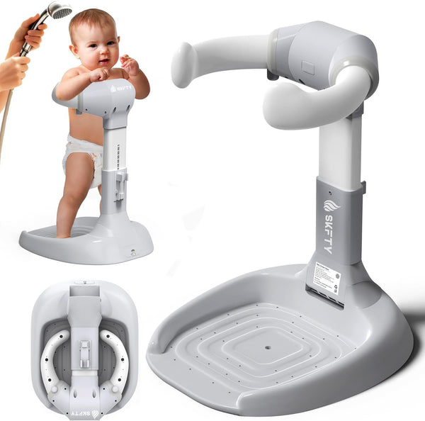 shengkefty Baby Shower Stand with Anti-Slip Base & Anti-Pinch Silicone, Adjustable Foldable Baby