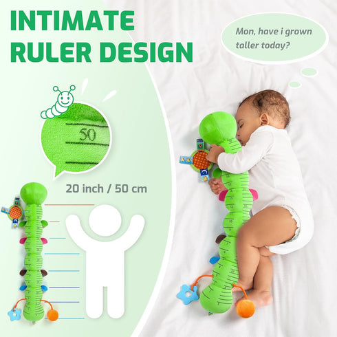 0-6 6-12 Toys,Tummy 0-3-6-12 Sumobaby Baby Toys Months, Music Caterpillar Plush Toy with Baby Mirror, Pull
