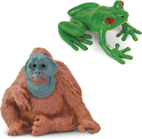 Pack 8 5+ Safari Ltd. Good Luck Minis Rainforest Fun Mini Figurines Including Snake, Frogs, Butterfly, Chimpanzee