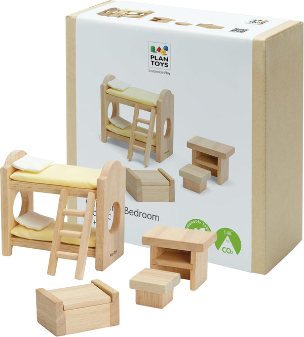 PlanToys Wooden Childrens Room Classic Set for Montessori Small World Play |