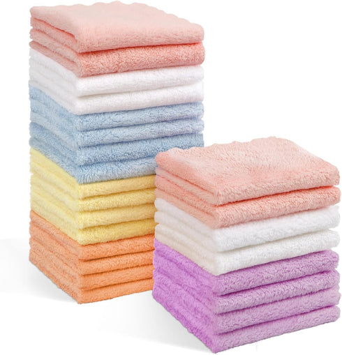 Orighty Baby Washcloths 24-Pack (7''x9''), Microfiber Coral Fleece Baby Towels, Super Soft