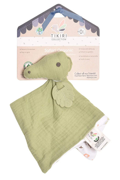 Crocodile-Themed Comforter with Rubber Teether for Infants