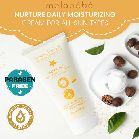 Nurture: Daily Moisturizing Cream - Baby Eczema Cream & Baby Lotion Sensitive Skin Baby Cream - Natural Baby Lotion and Baby Moisturizer Infused w/Shea, Aloe Vera & Jojoba Oils - 6oz
