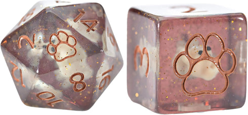 Gate Keeper Games and Dice: Inclusion Puppy Dice - 7pc RPG Set, Tan Puppy in Clear Resin