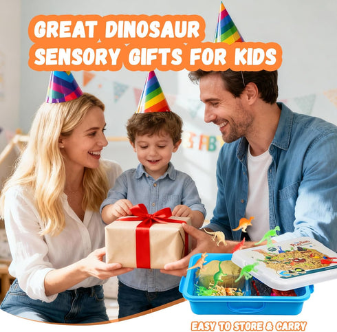 Vectronum 2.64lbs 3 4 5 6 7+ Dinosaur Sensory Bin with Lid - Sand, Archaeology Tools, Dino Figures & Skeletons, Sensory