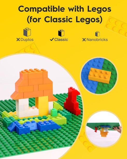 Plates-Pack 10 10" 10" 3+ Pokiiulk Classic Baseplates Building of Large x Building Bricks, Compatible with All Major