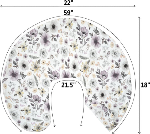 Summer Watercolor Antique Floral Baby Nursing Pillow Covers for Boy Girl Spring Garden Flowers Nursing Pillow