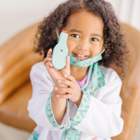 Set (8-Pc) 3+ Melissa & Doug Doctor Costume, Pretend Play Dress Up Stethoscope, Coat & Accessories, Role Play Toys